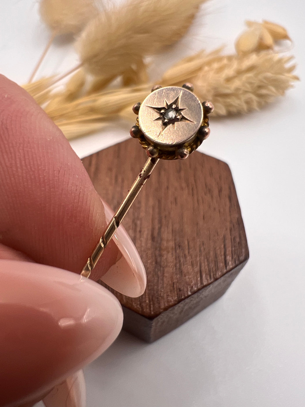 Antique Victorian Star Set Diamond Stick Pin