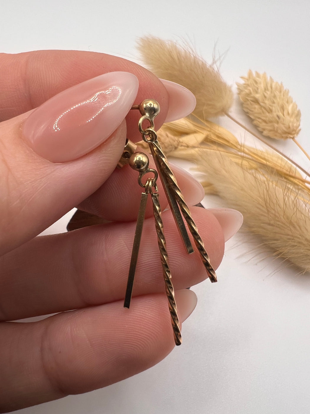 Vintage Windchime Dangle Gold Earrings