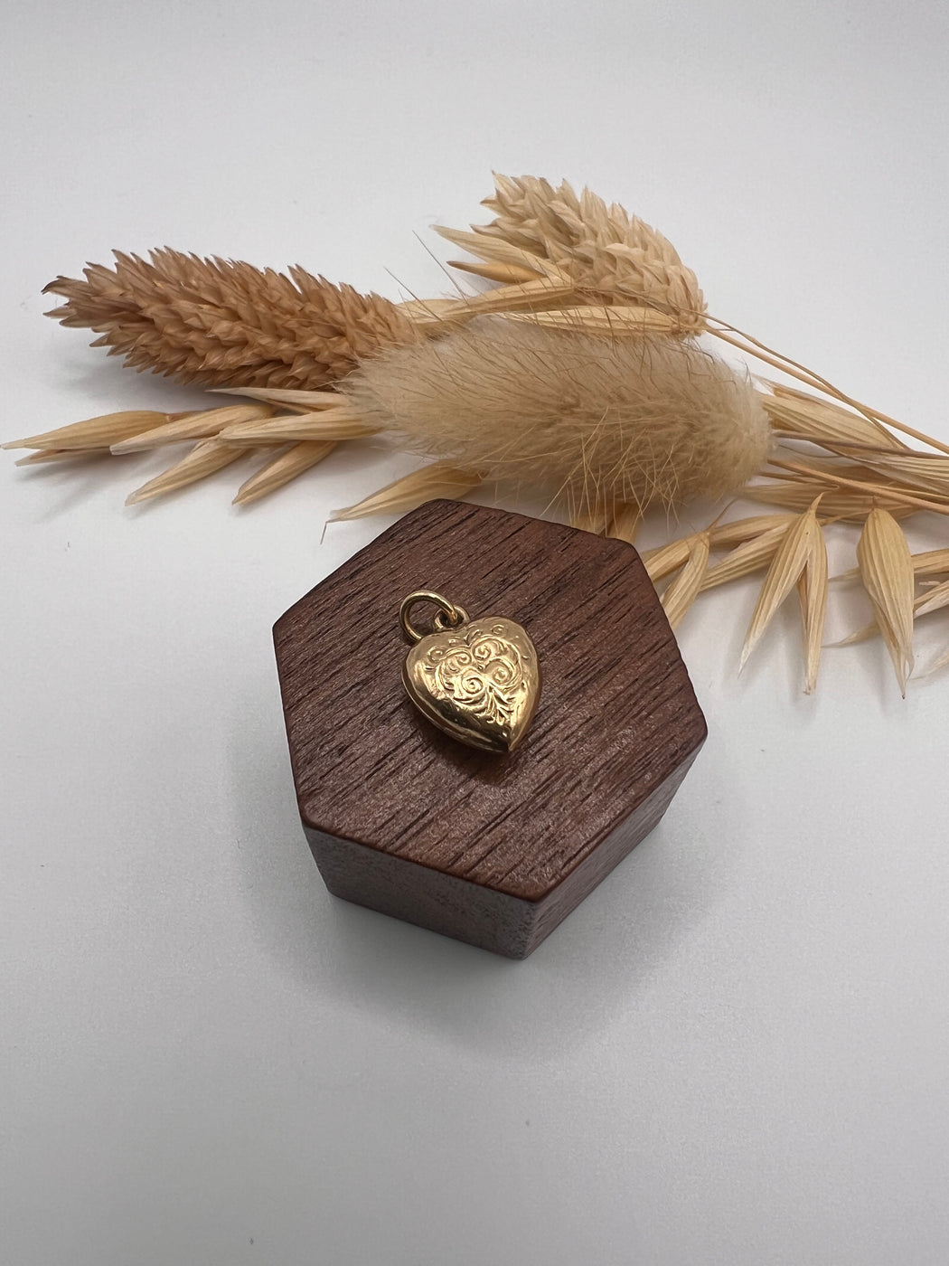 Vintage 9ct Puffy Heart Charm 1965