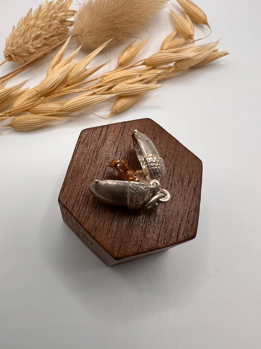 Vintage Articulated Acorn And Enamelled Squirrel Charm