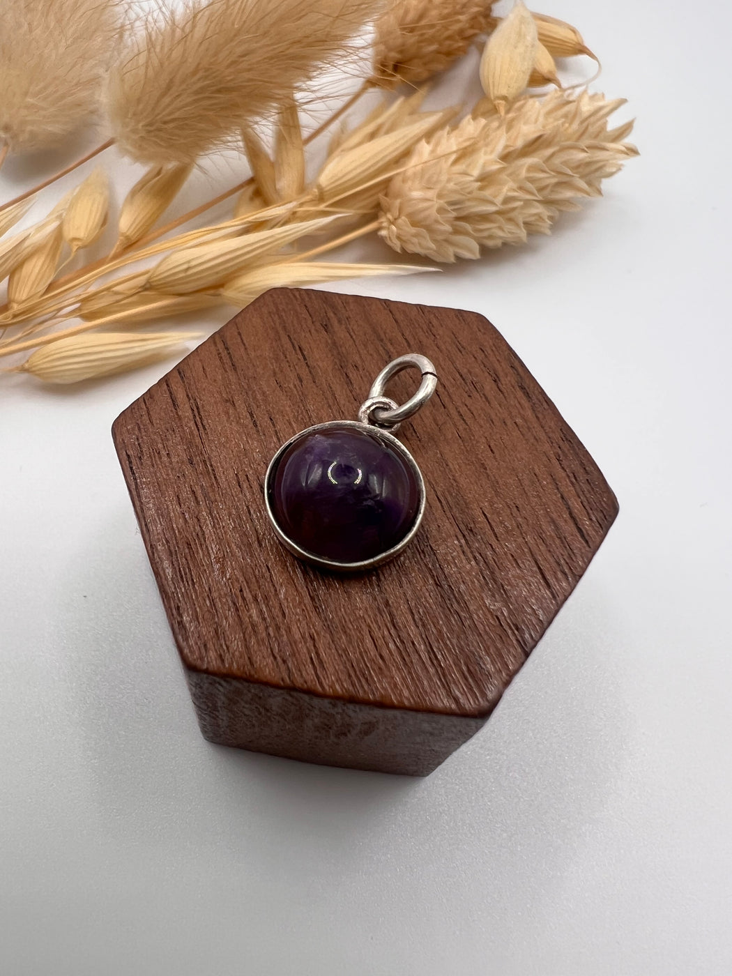 Silver Mount Purple Cabochon Stone Pendant