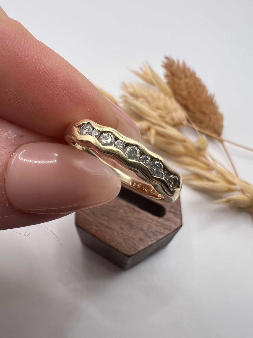 9ct Wavy Channel Set Diamond Ring