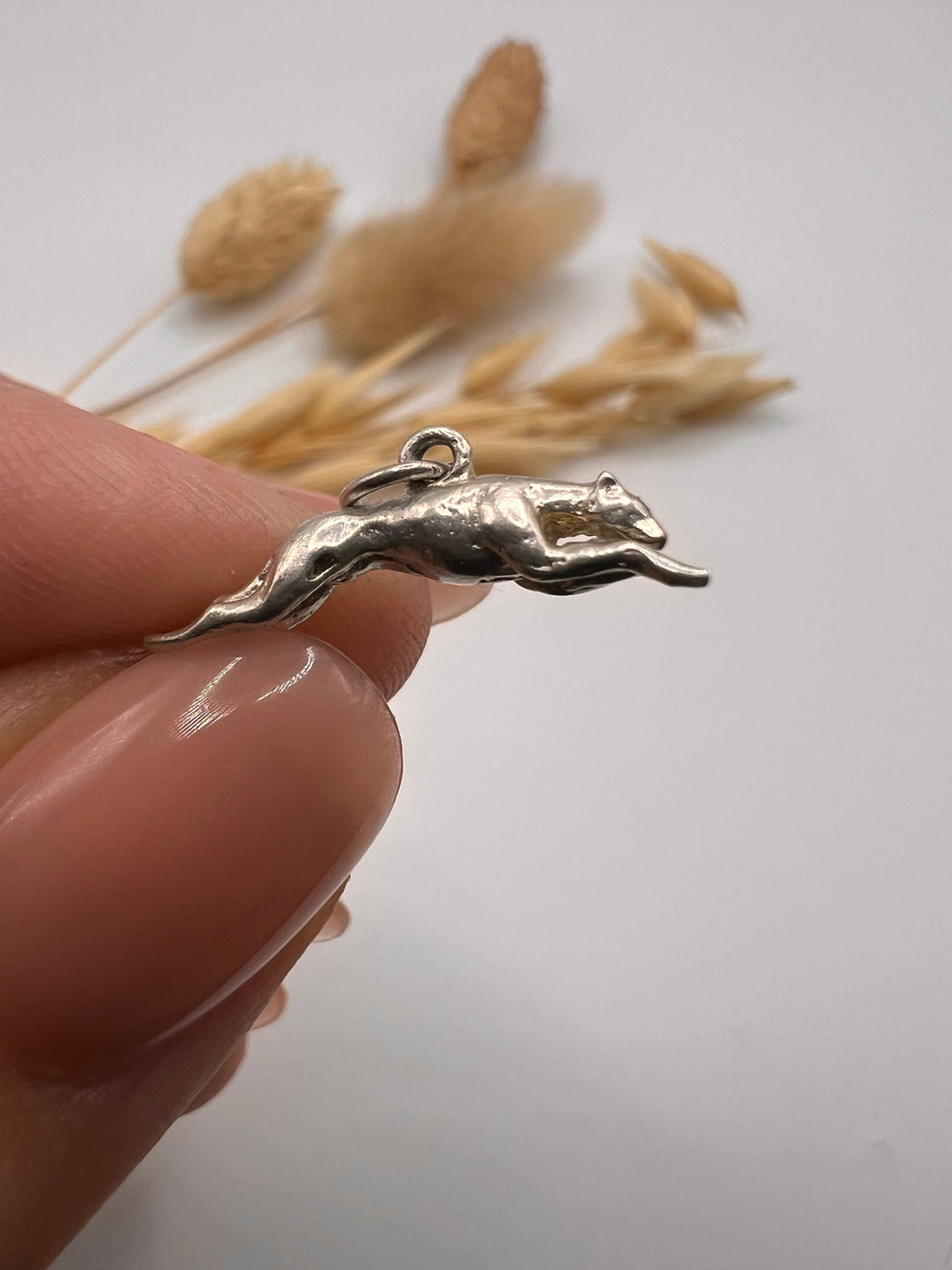 Vintage Silver Running Greyhound Charm