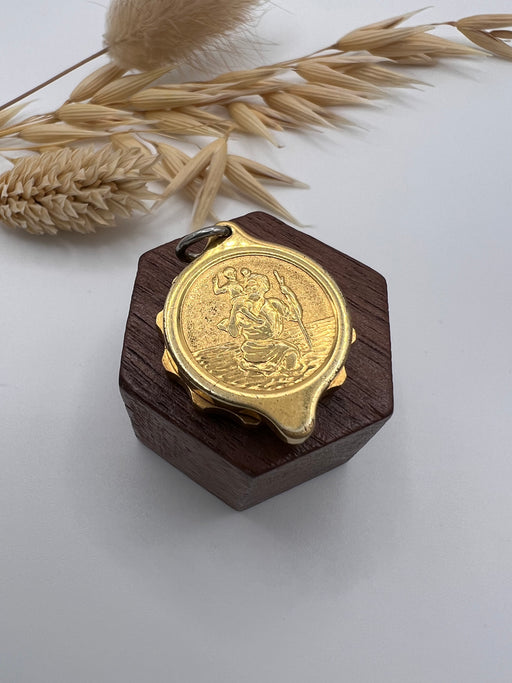Vintage SOS Talisman Gold Plated St Christopher Pendant