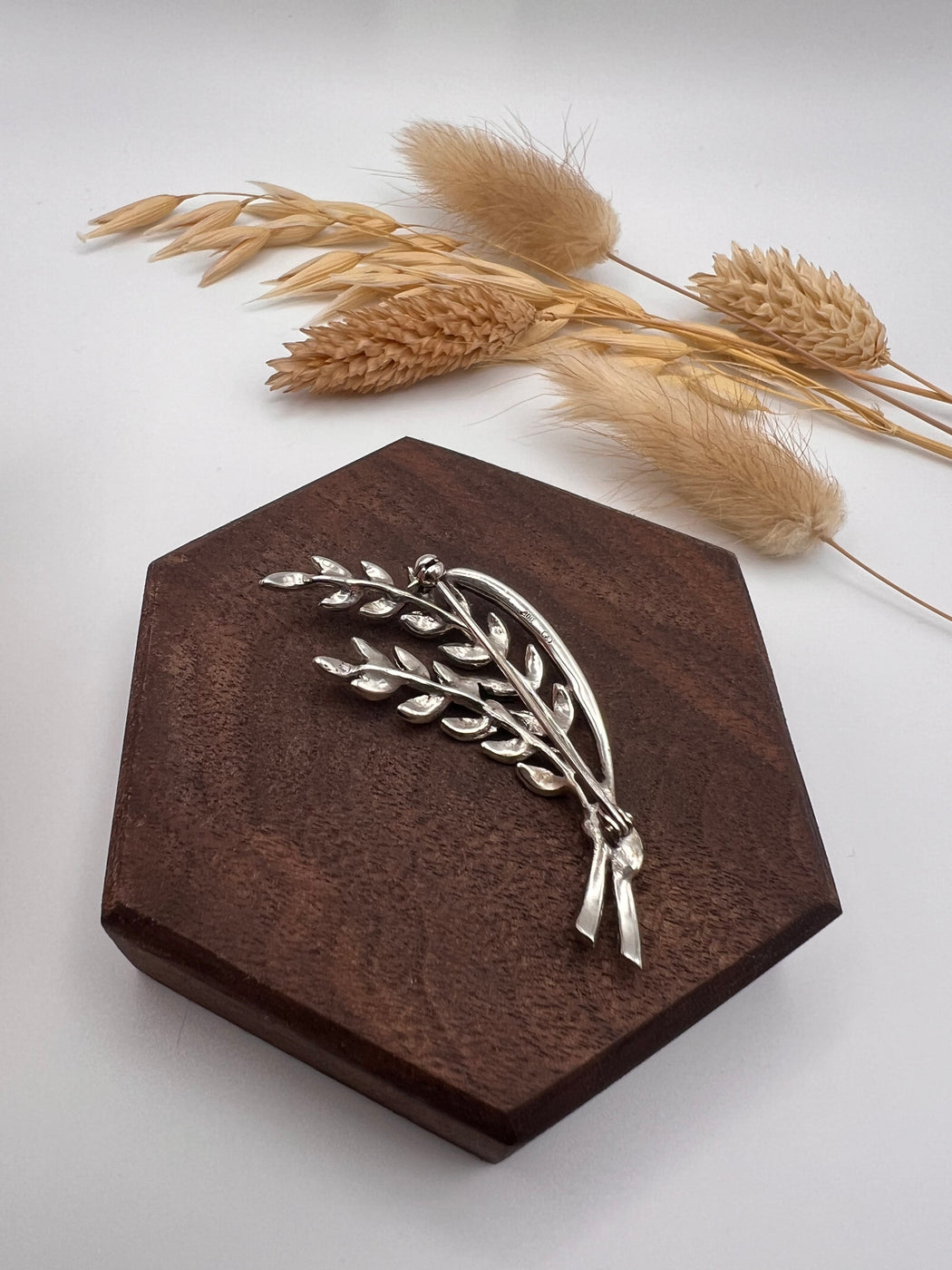Vintage Silver Marcasites Leaf Brooch