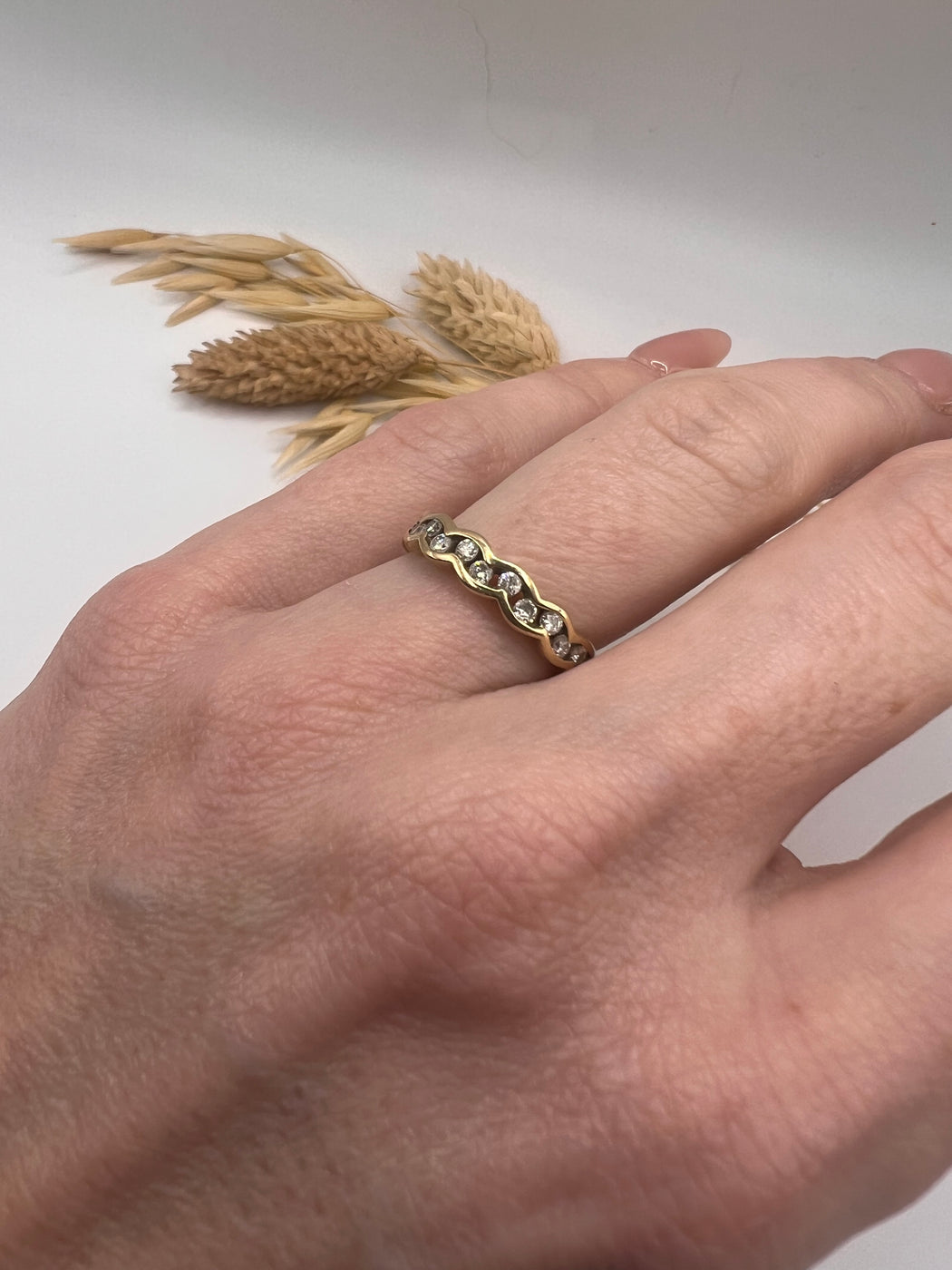 9ct Wavy Channel Set Diamond Ring