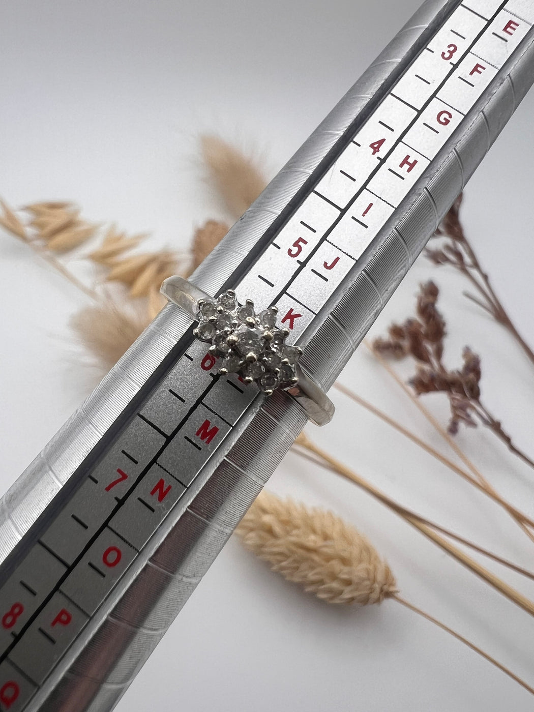 9ct White Gold Cluster Diamond Ring