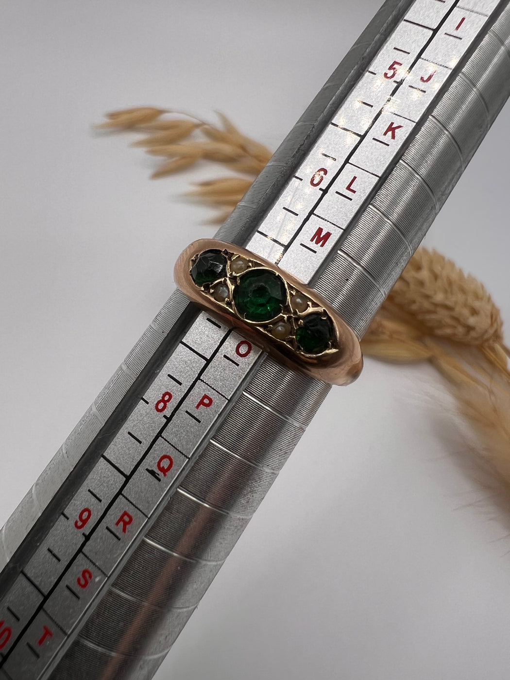 Emerald And Split Pearl Gold Ring