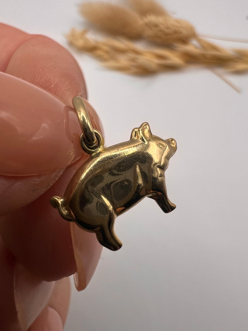 Vintage 9ct Yellow Gold Pig Charm