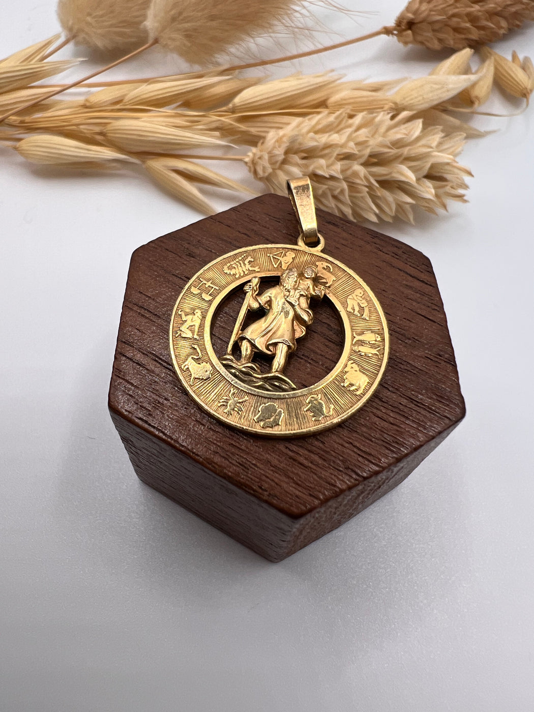 Gold Plated St Christopher Zodiac Sign Charm