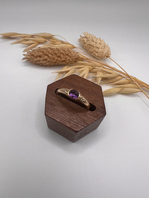 Vintage 9ct Amethyst And Diamond Ring
