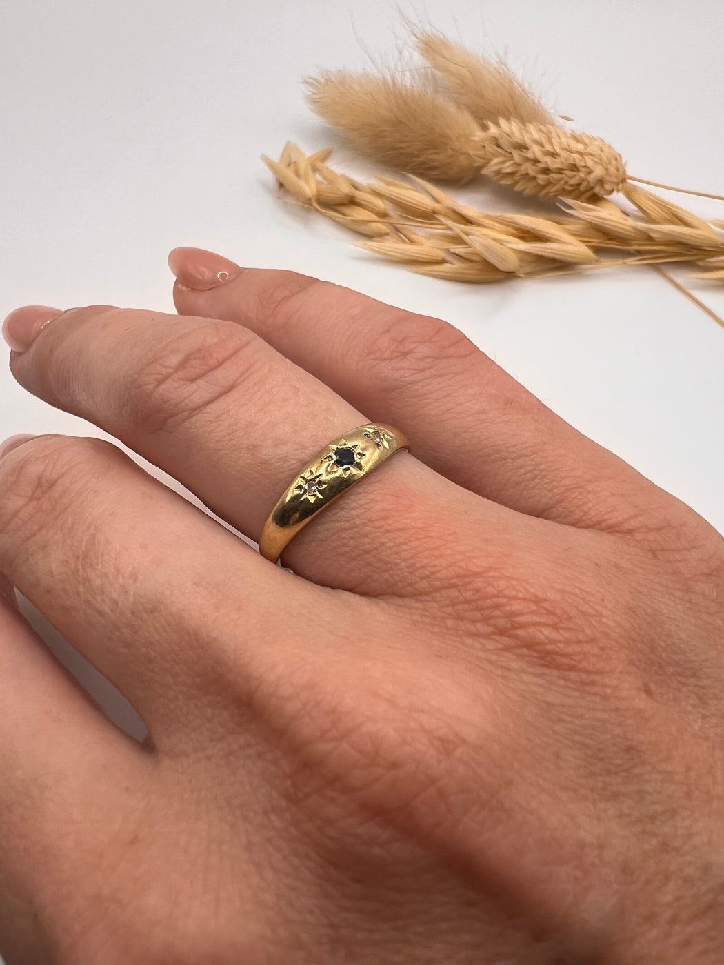 Vintage Star Set Trilogy Diamond And Sapphire Gypsy Ring