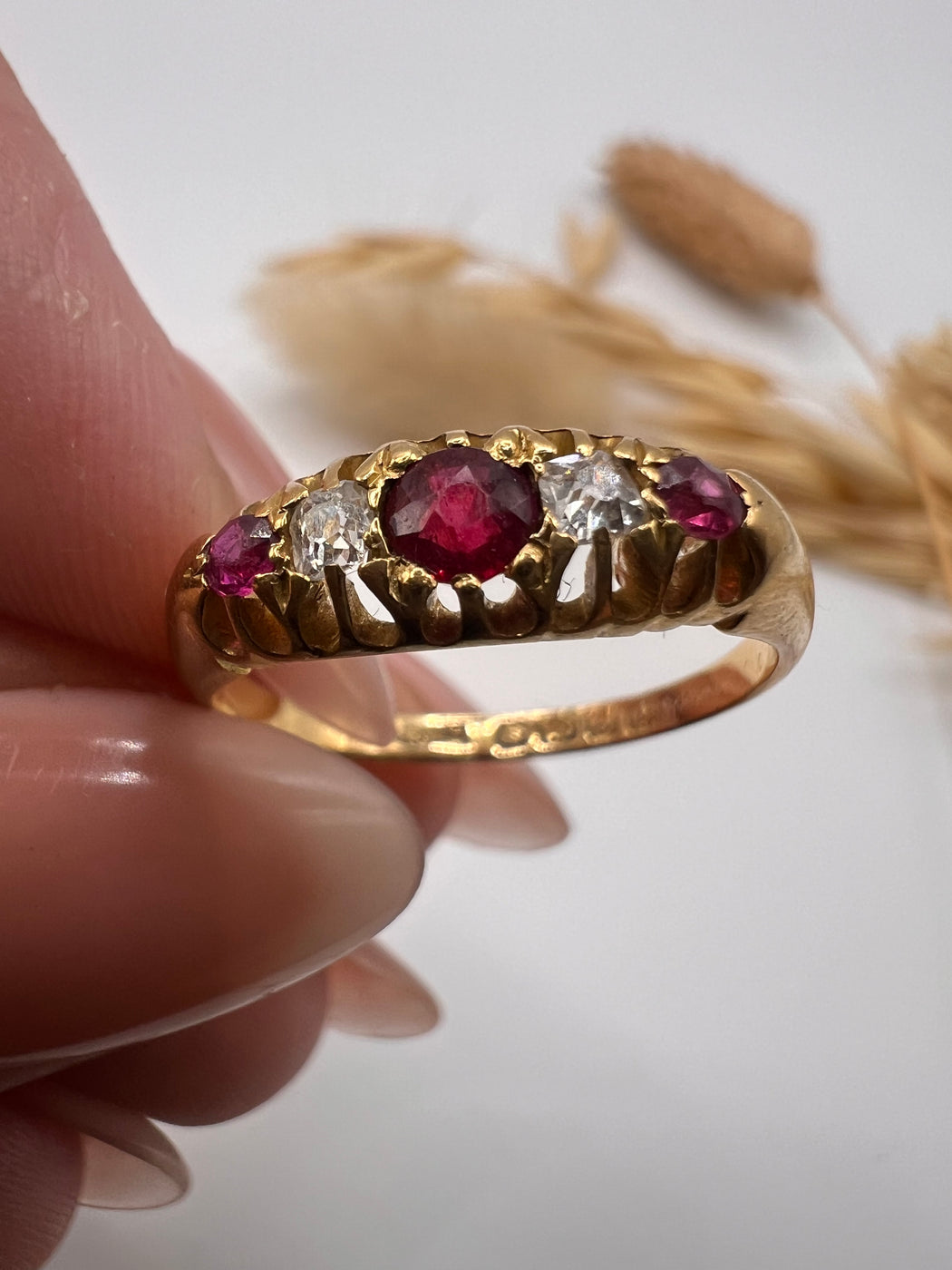 18ct Victorian Ruby and Old Cut Diamond Ring