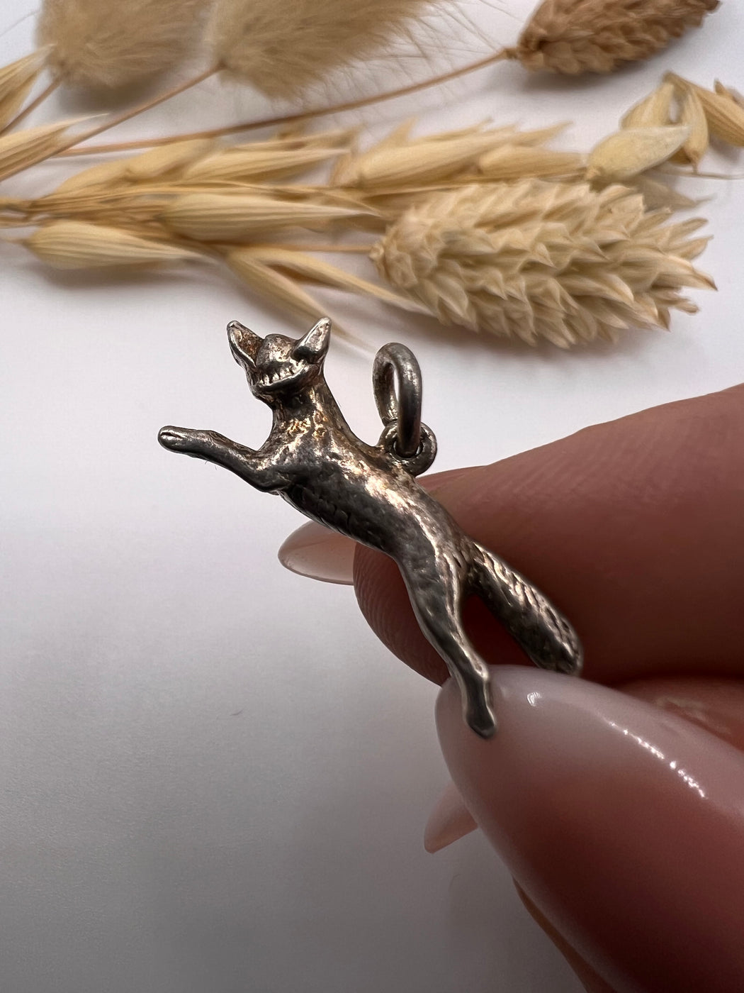 Vintage Silver Leaping Fox Charm