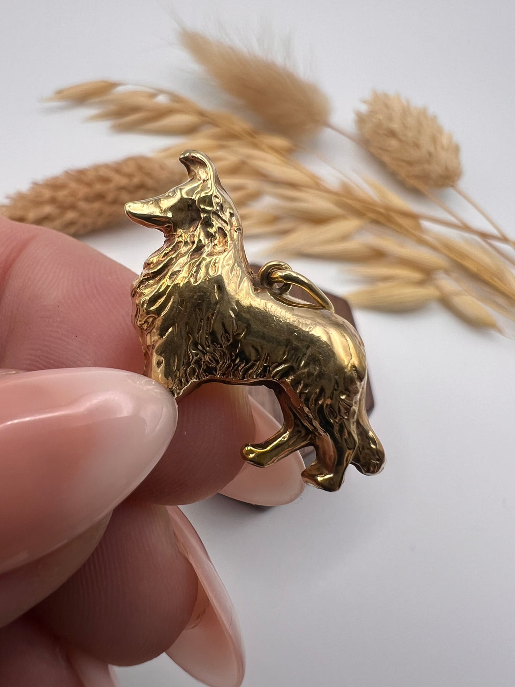 Vintage Gold Lassie Dog Charm