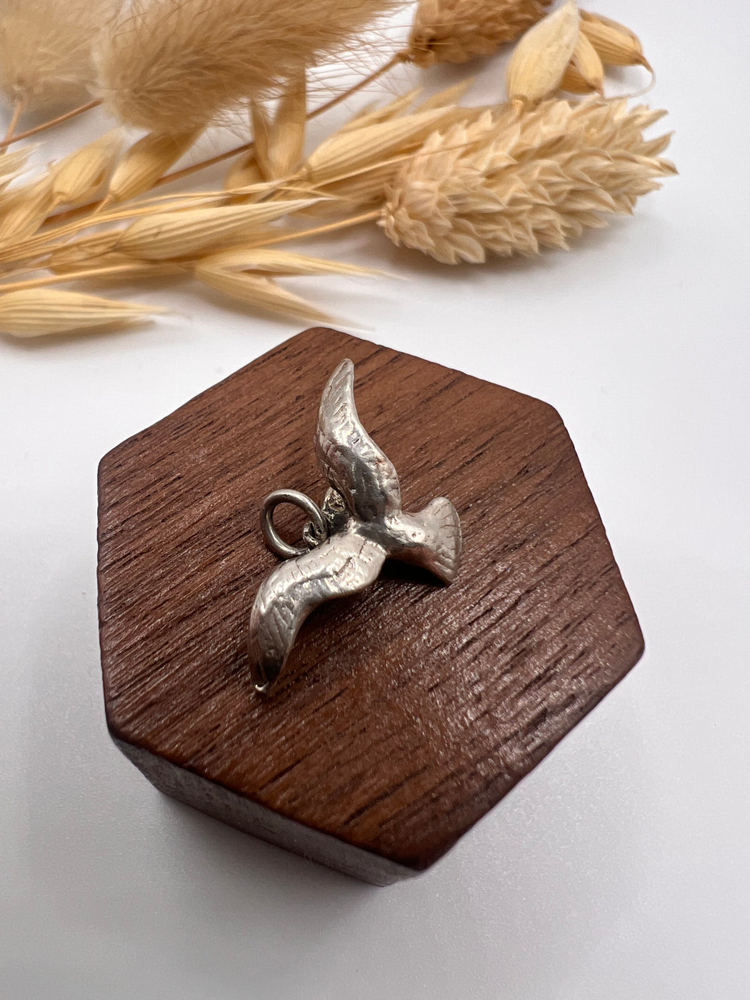 Vintage Silver Peace Dove Bird Charm