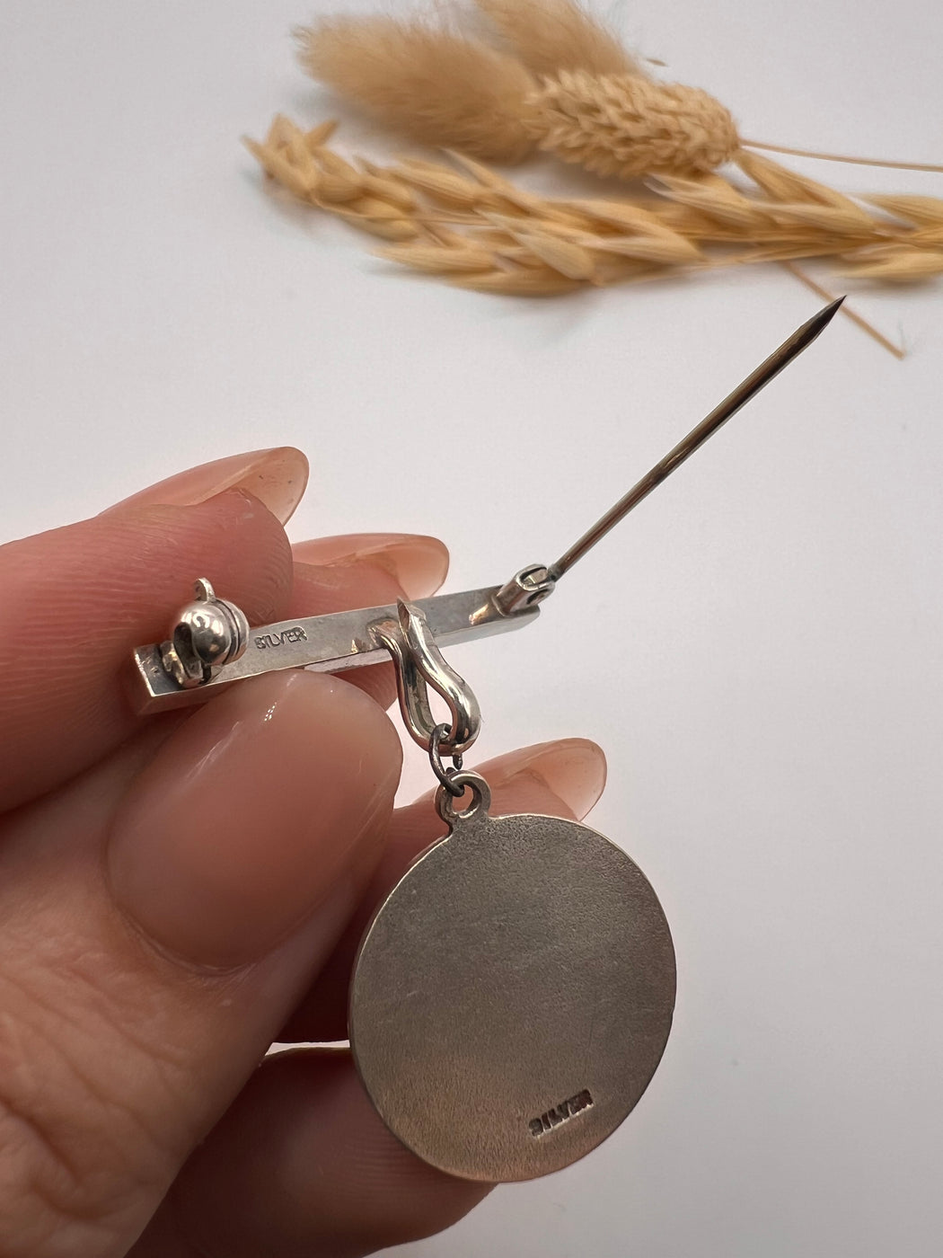 Silver Brooch With Charm Loop