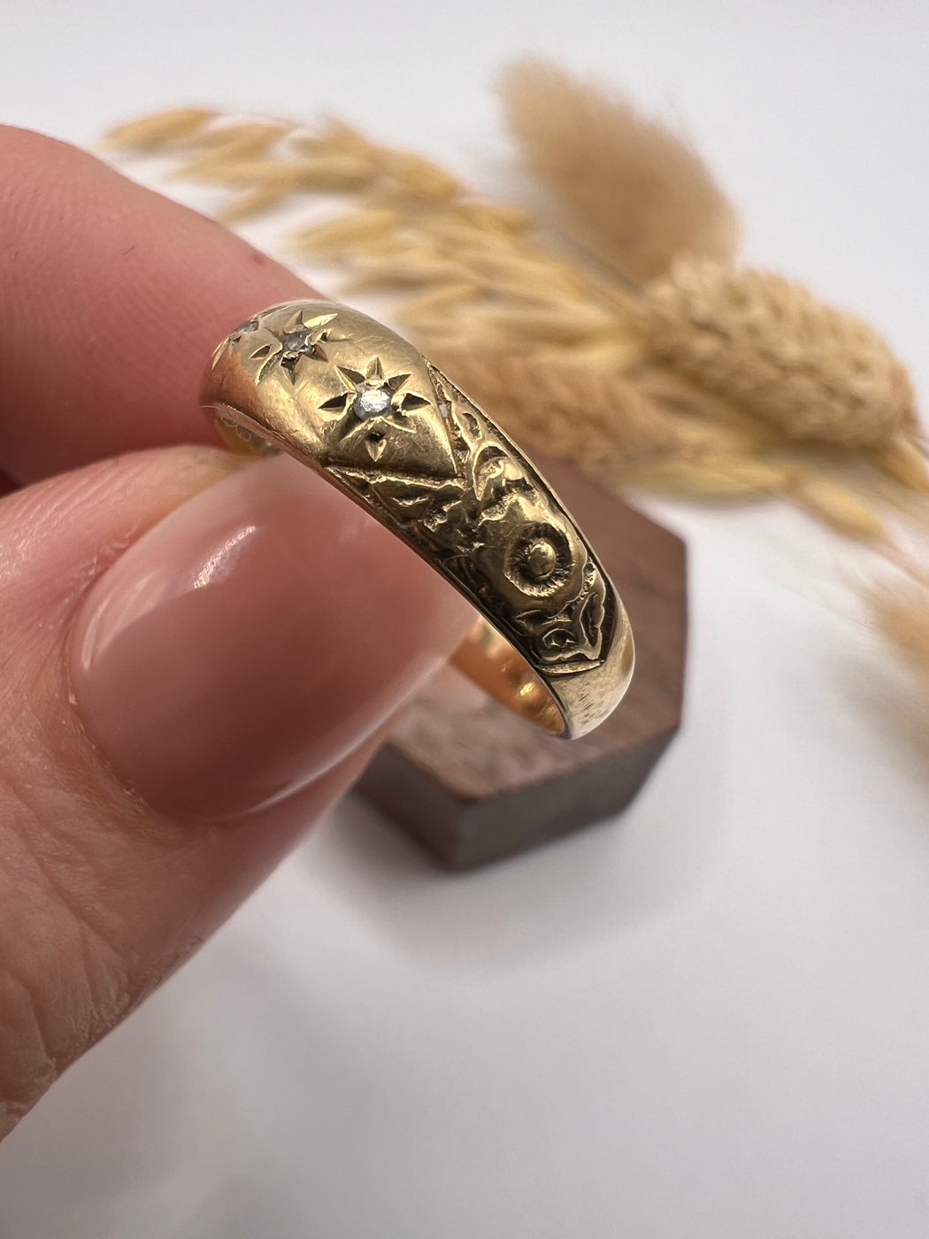 Vintage 5 Star Set Diamond Gypsy Ring