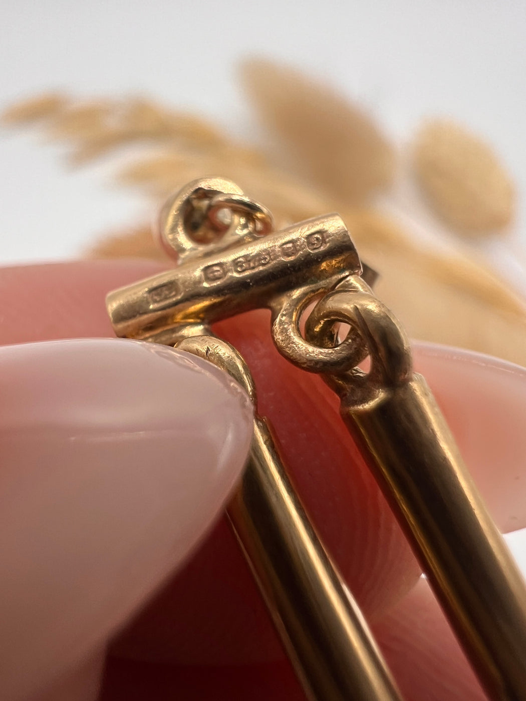 Vintage Gold Bar Dangle Stud Earrings
