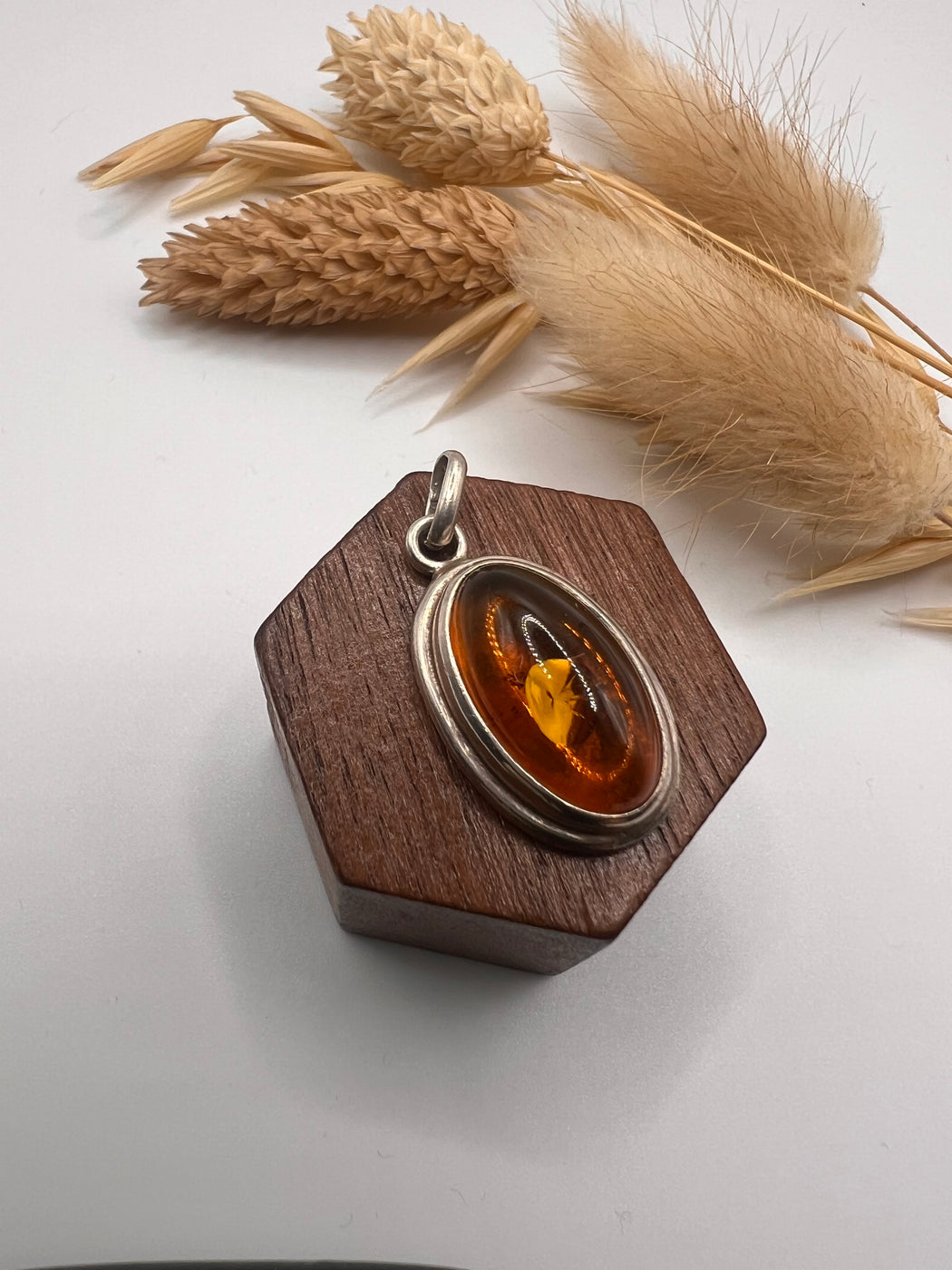 Vintage Silver And Amber Pendant