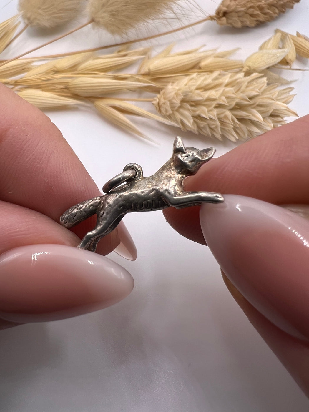 Vintage Silver Leaping Fox Charm