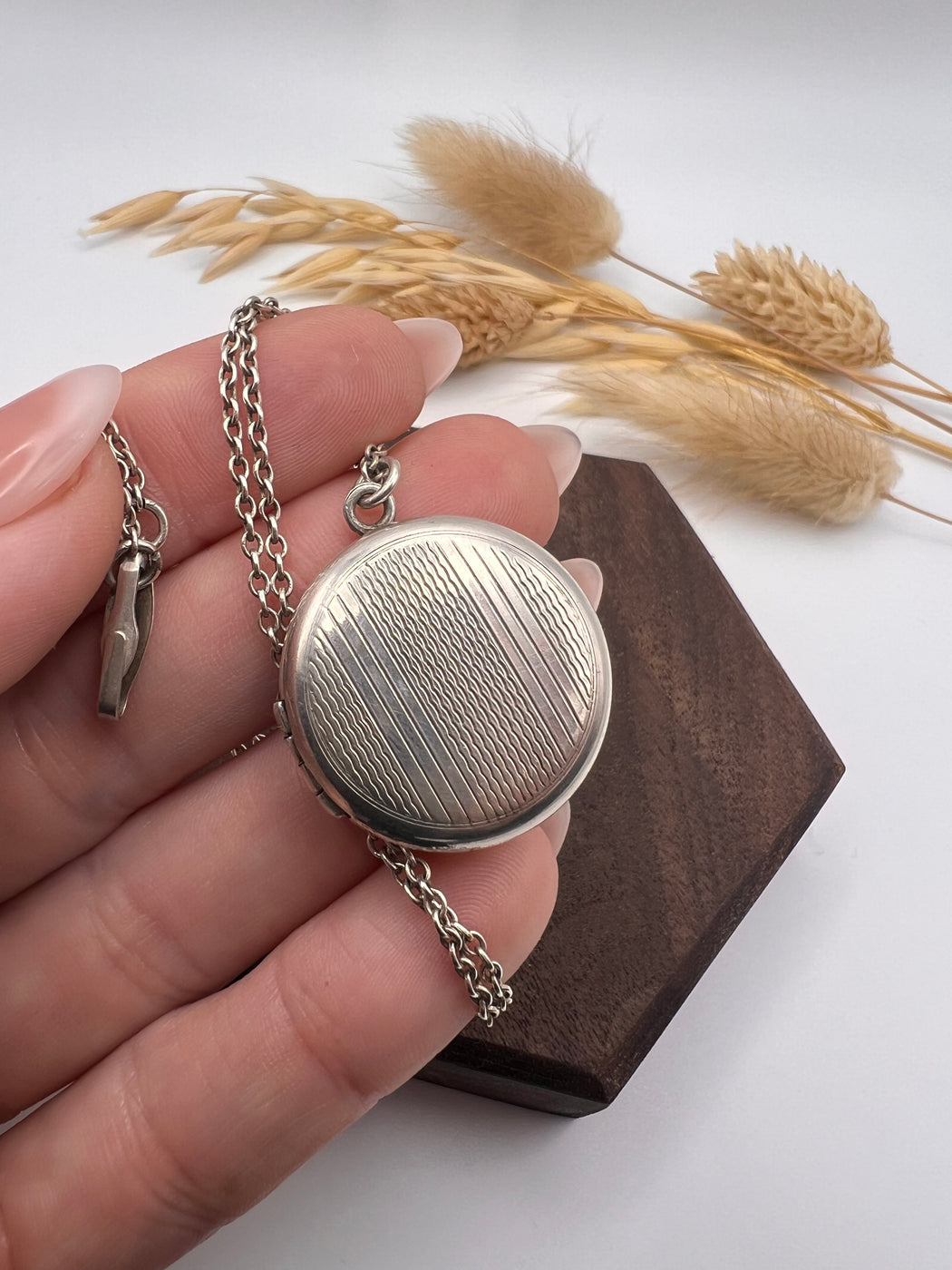 Vintage Engine Turned Silver Locket