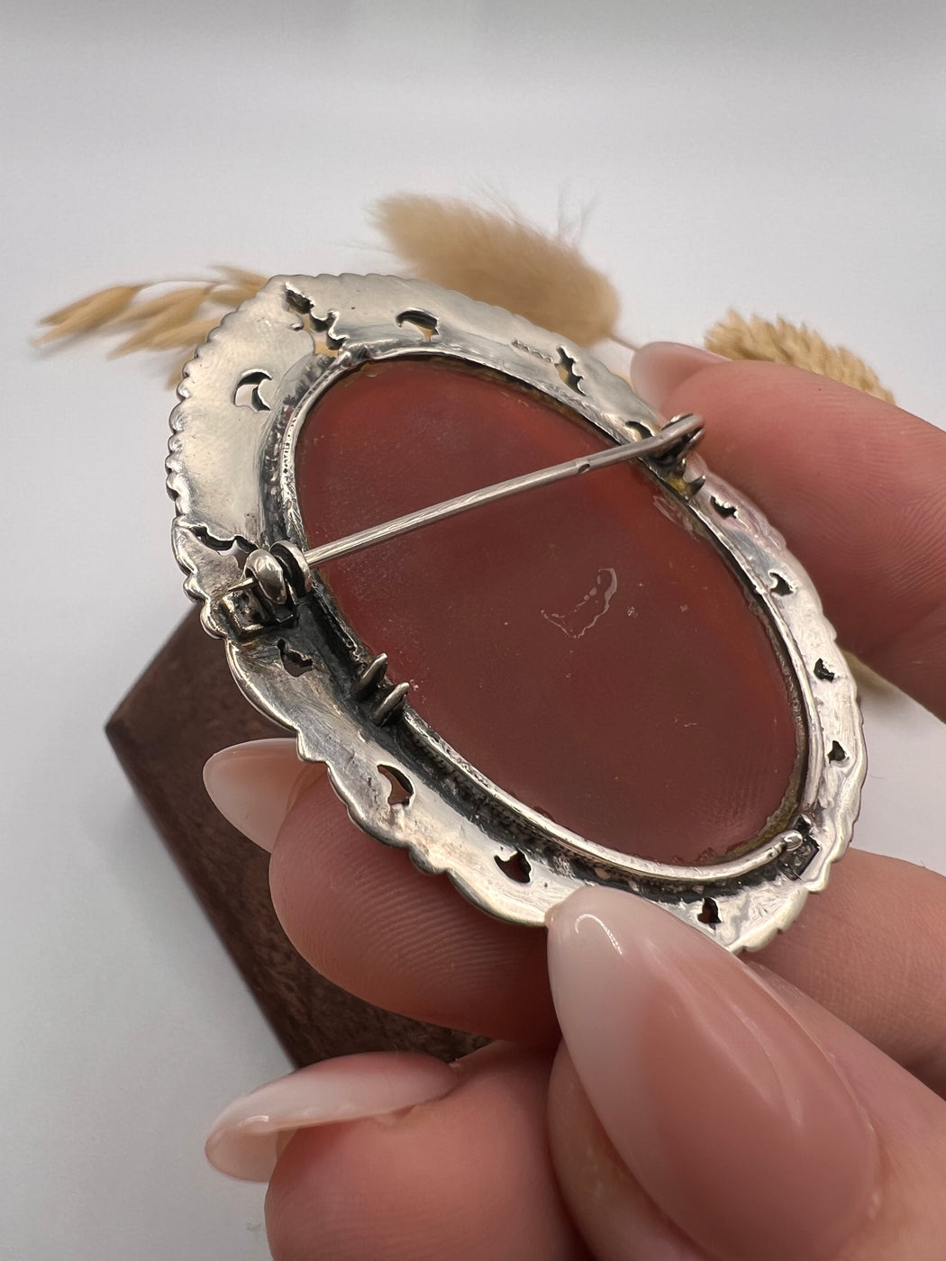 Carnelian Stirling Silver Cabochon Brooch