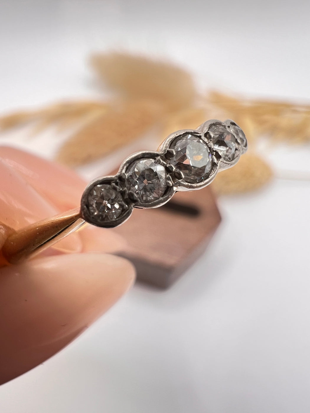 18ct Fine Platinum Old Cut Art Deco Ring