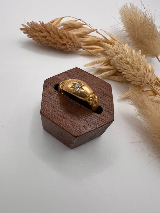 Old Cut Star Set Gypsy Ring With Shoulder Detail