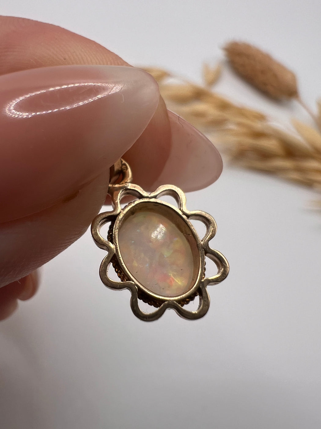 Vintage 9ct Gold 80's Opal Charm Pendant