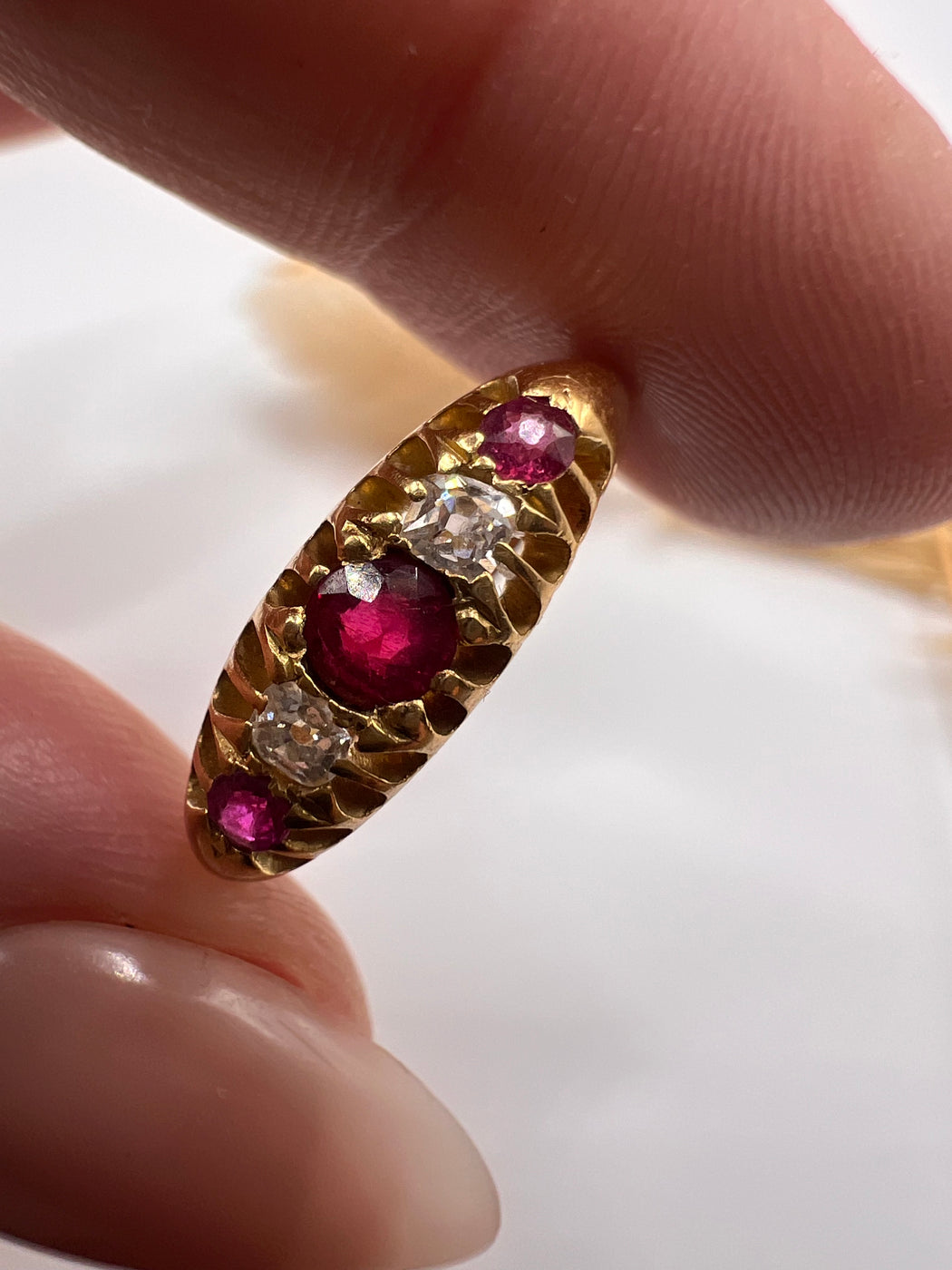 18ct Victorian Ruby and Old Cut Diamond Ring