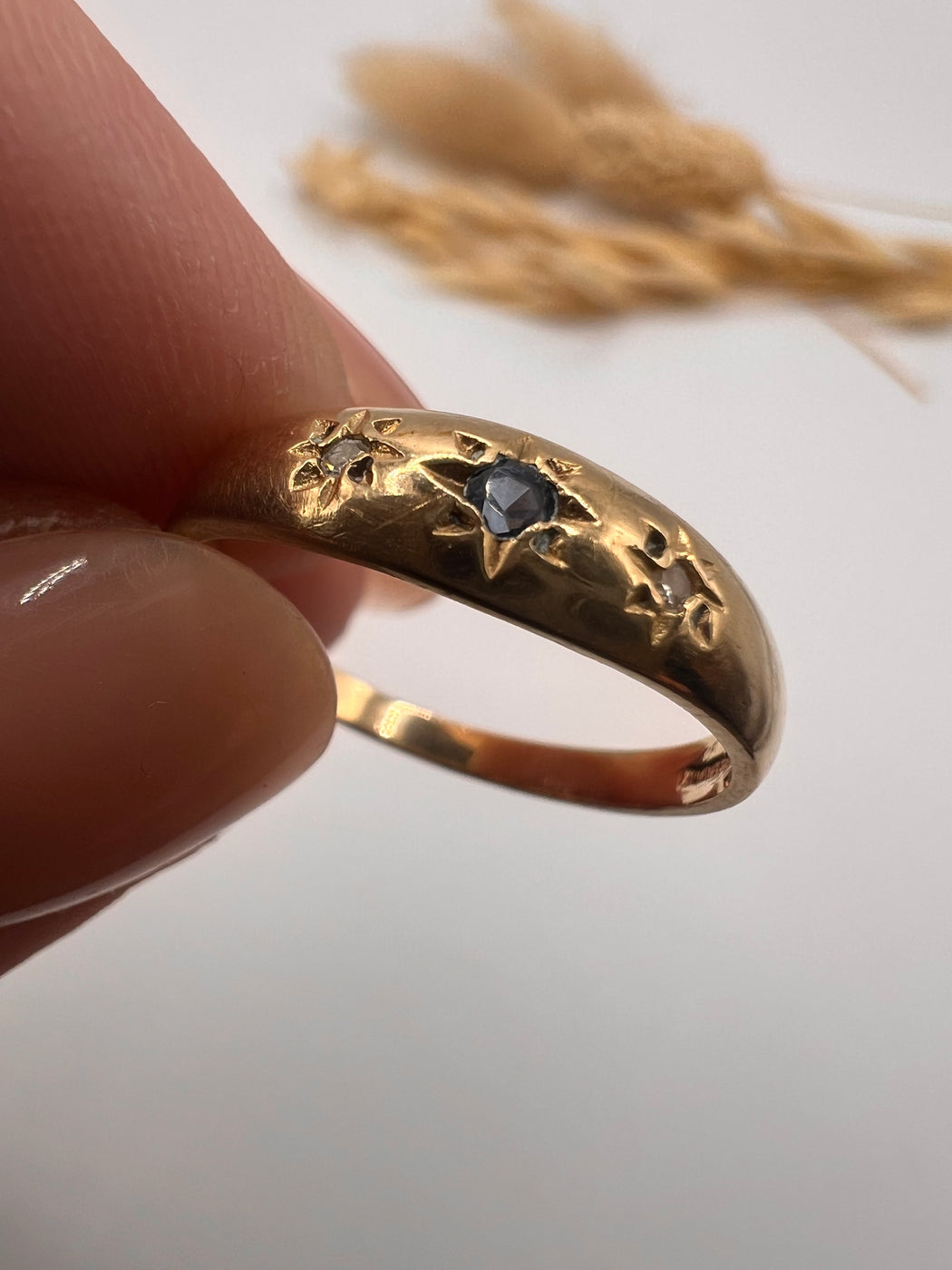 Vintage Star Set Trilogy Diamond And Sapphire Gypsy Ring