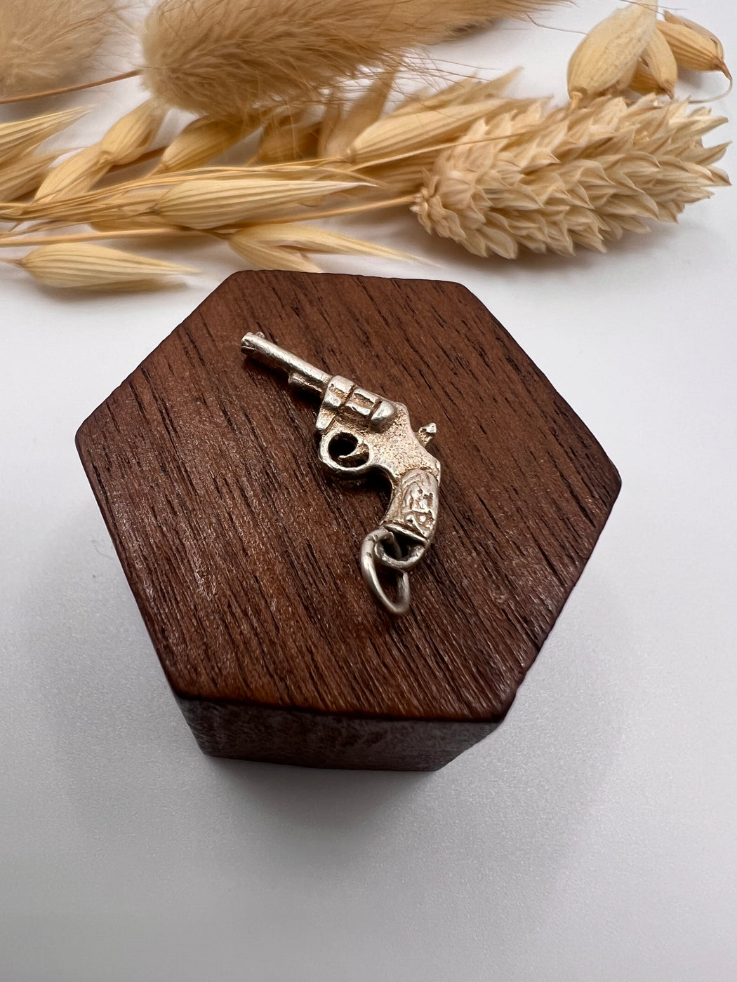 Vintage Silver Western Revolver Gun Charm