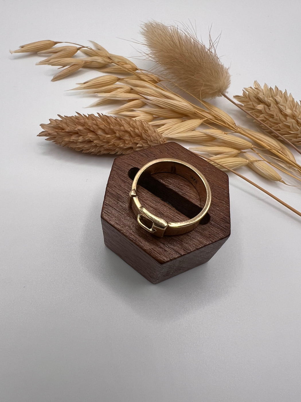 Chunky 9ct Yellow Gold Buckle Ring
