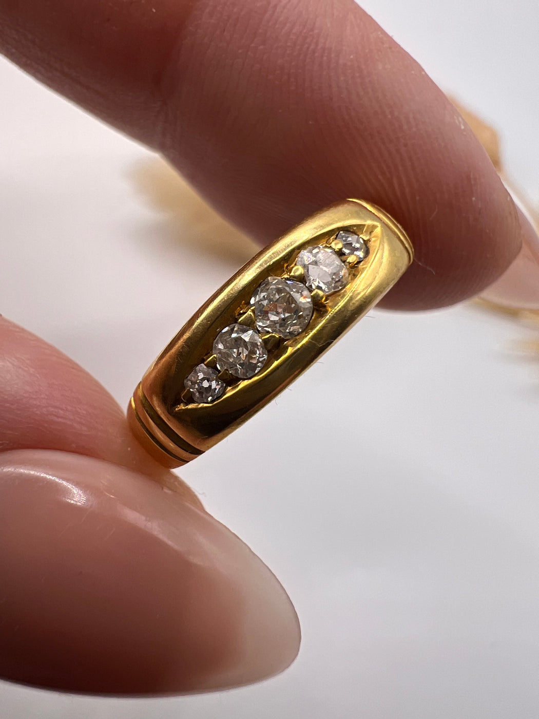 Antique 18ct Old Cut Diamond Boat Ring