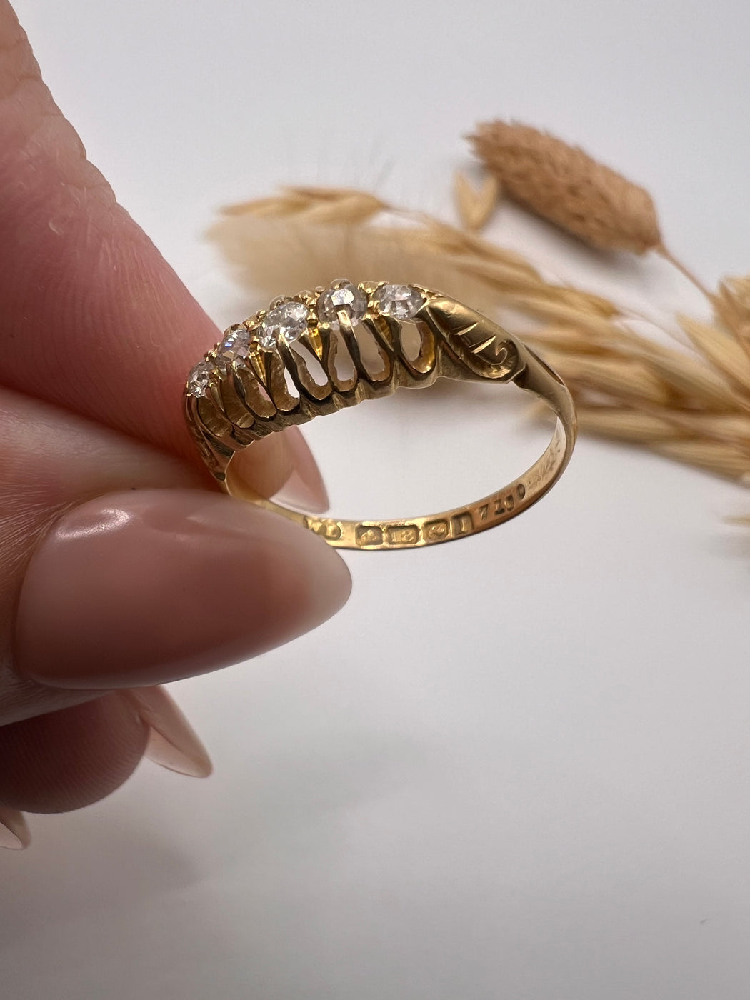 18ct 1910 5 Stone Old Cut Diamond Ring