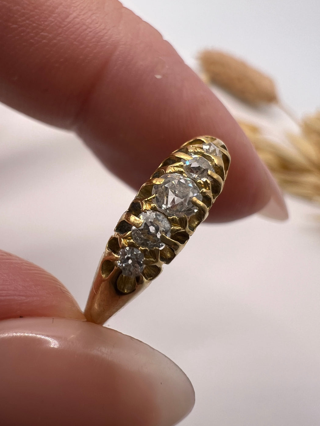 Antique 18ct Five Stone Old Cut Diamond Ring