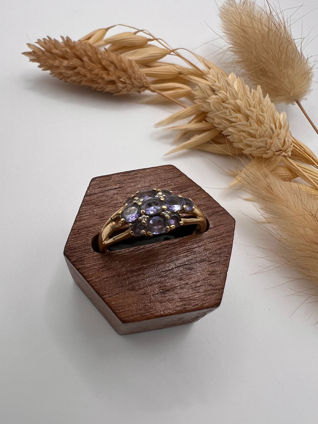 9ct Vintage Tanzanite and Diamond Cluster Ring