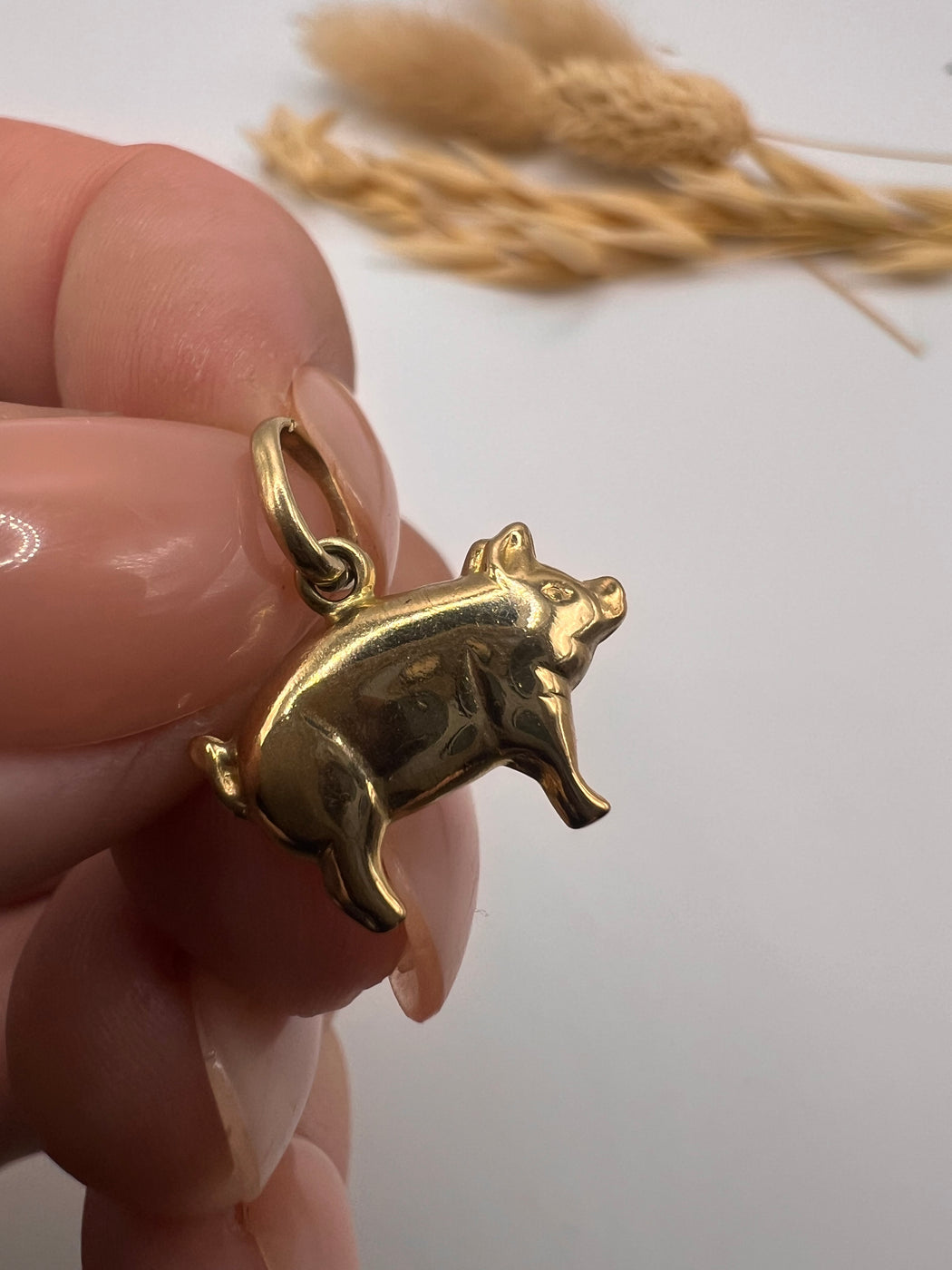 Vintage 9ct Yellow Gold Pig Charm