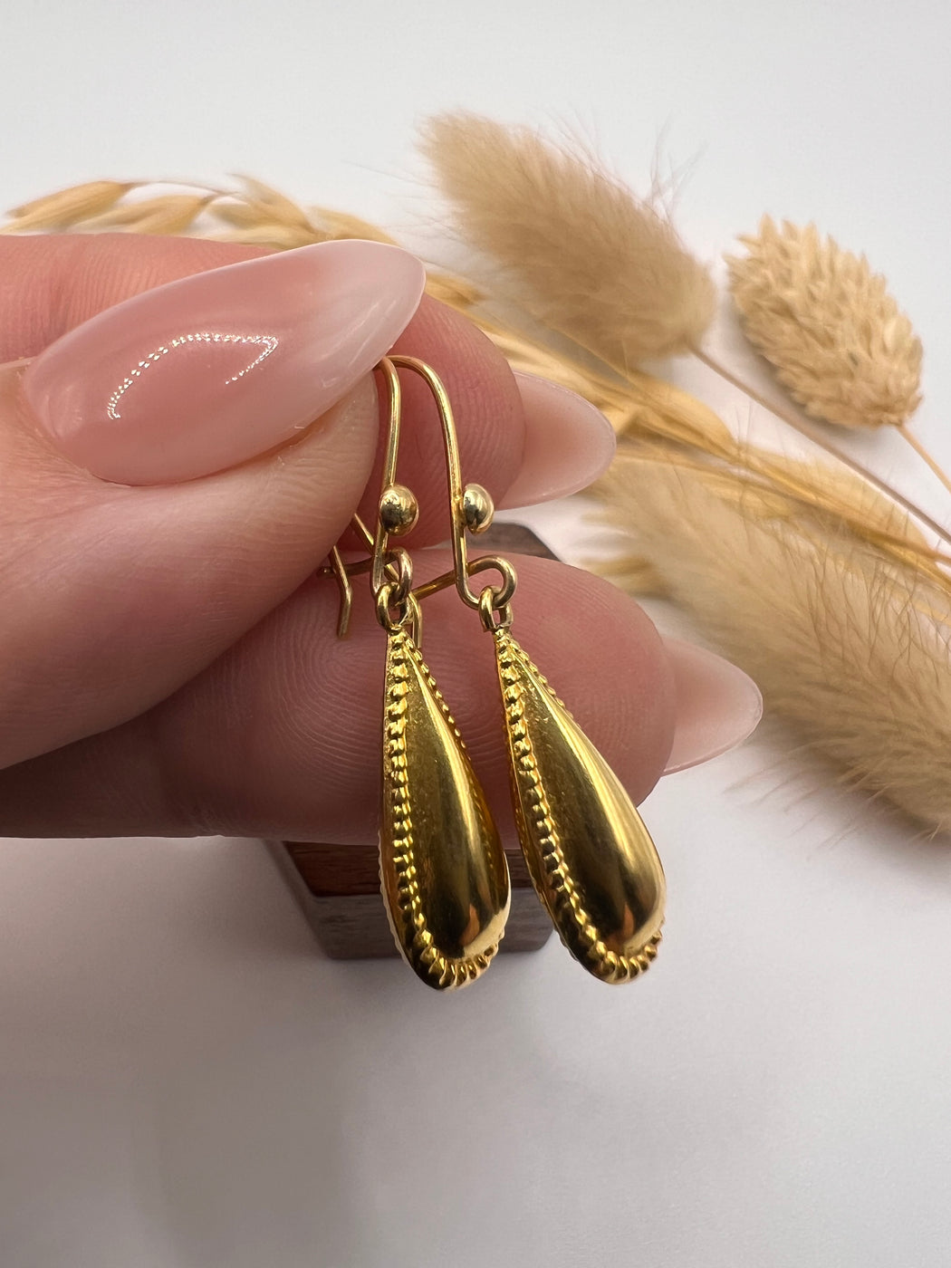 Late Victorian Etruscan Revival Teardrop Earrings