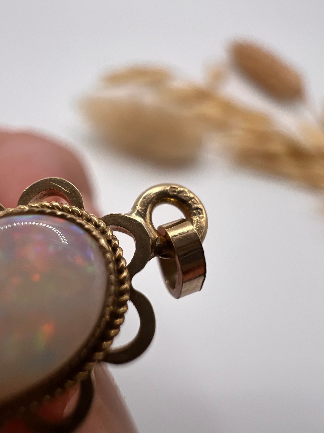 Vintage 9ct Gold 80's Opal Charm Pendant