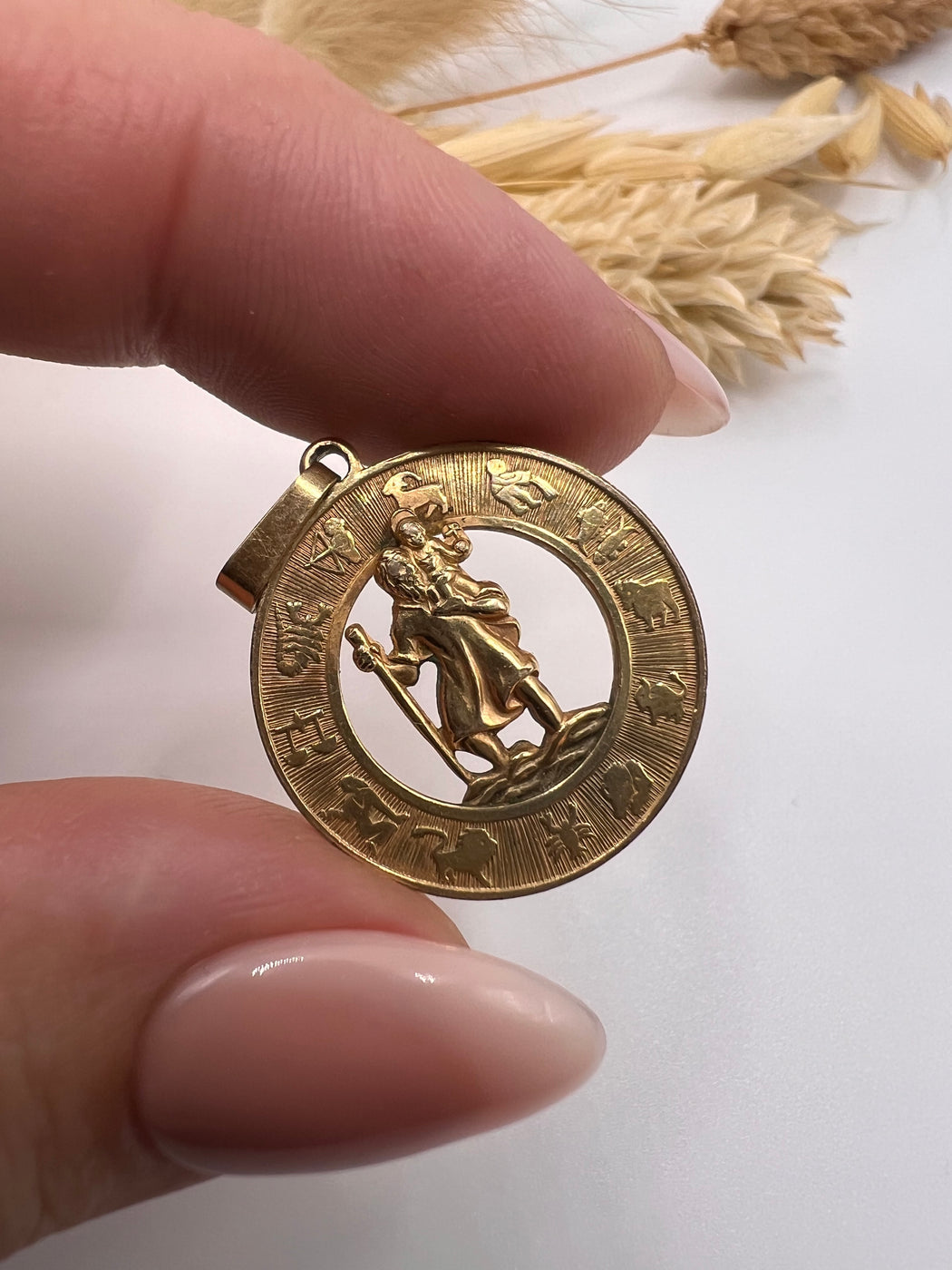 Gold Plated St Christopher Zodiac Sign Charm