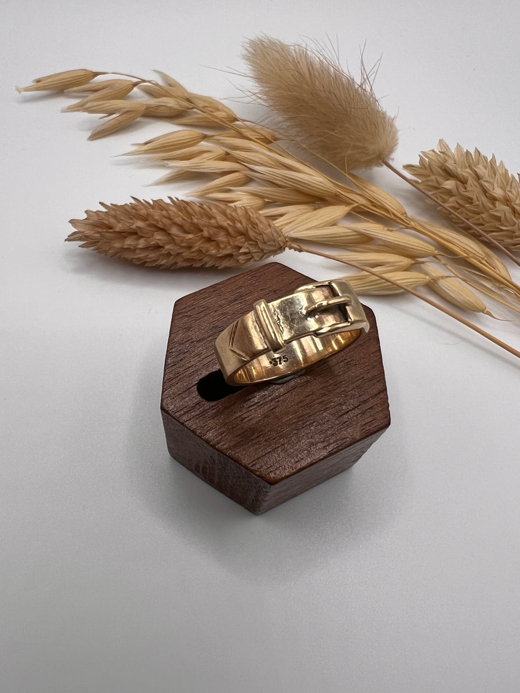 Chunky 9ct Yellow Gold Buckle Ring