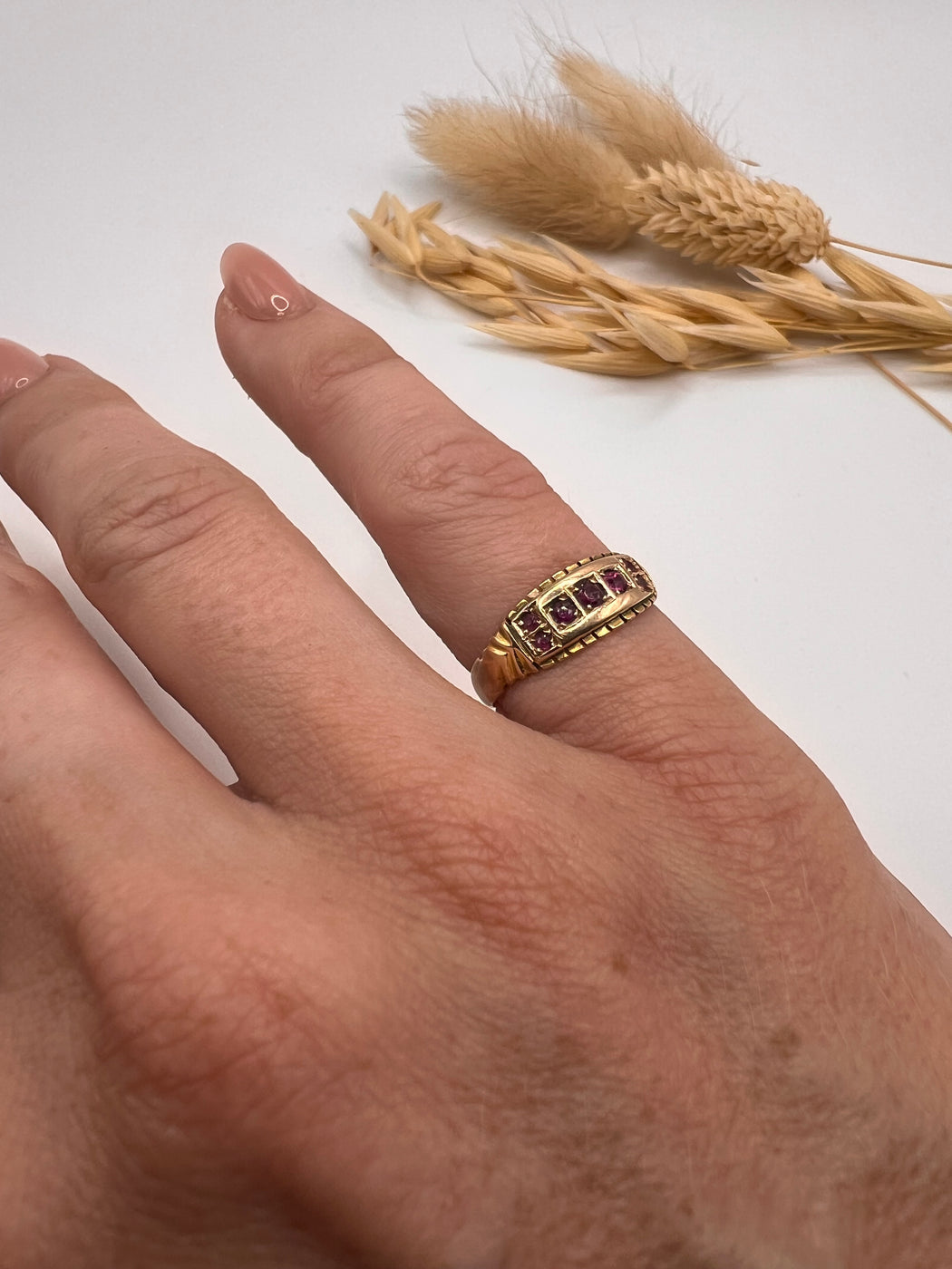 15ct Antique Square Set Ruby Ring