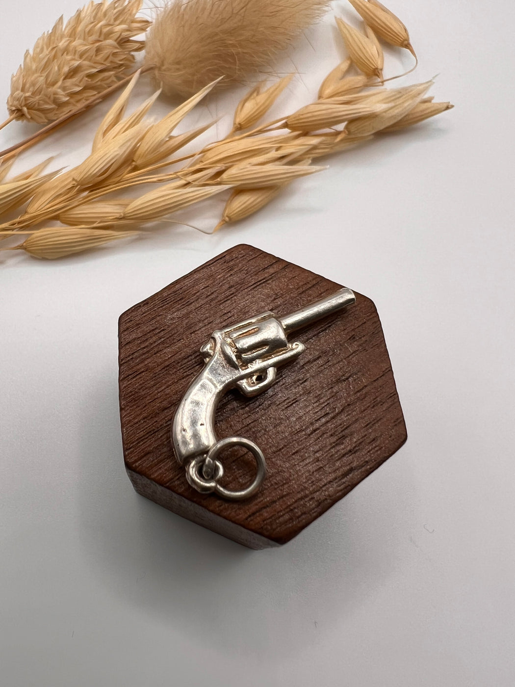 Vintage Silver Revolver Gun Charm