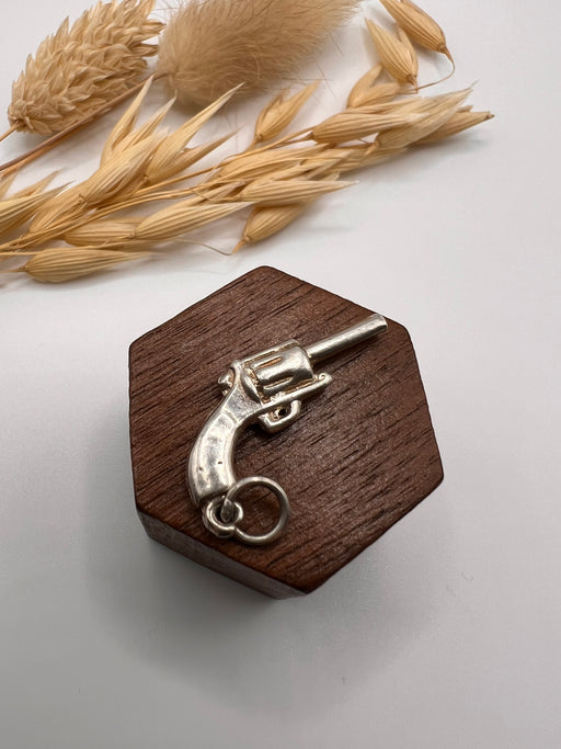 Vintage Silver Revolver Gun Charm