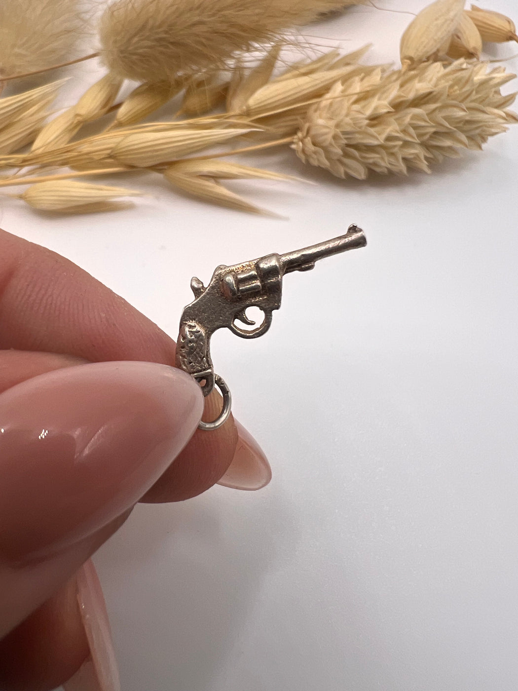Vintage Silver Western Revolver Gun Charm
