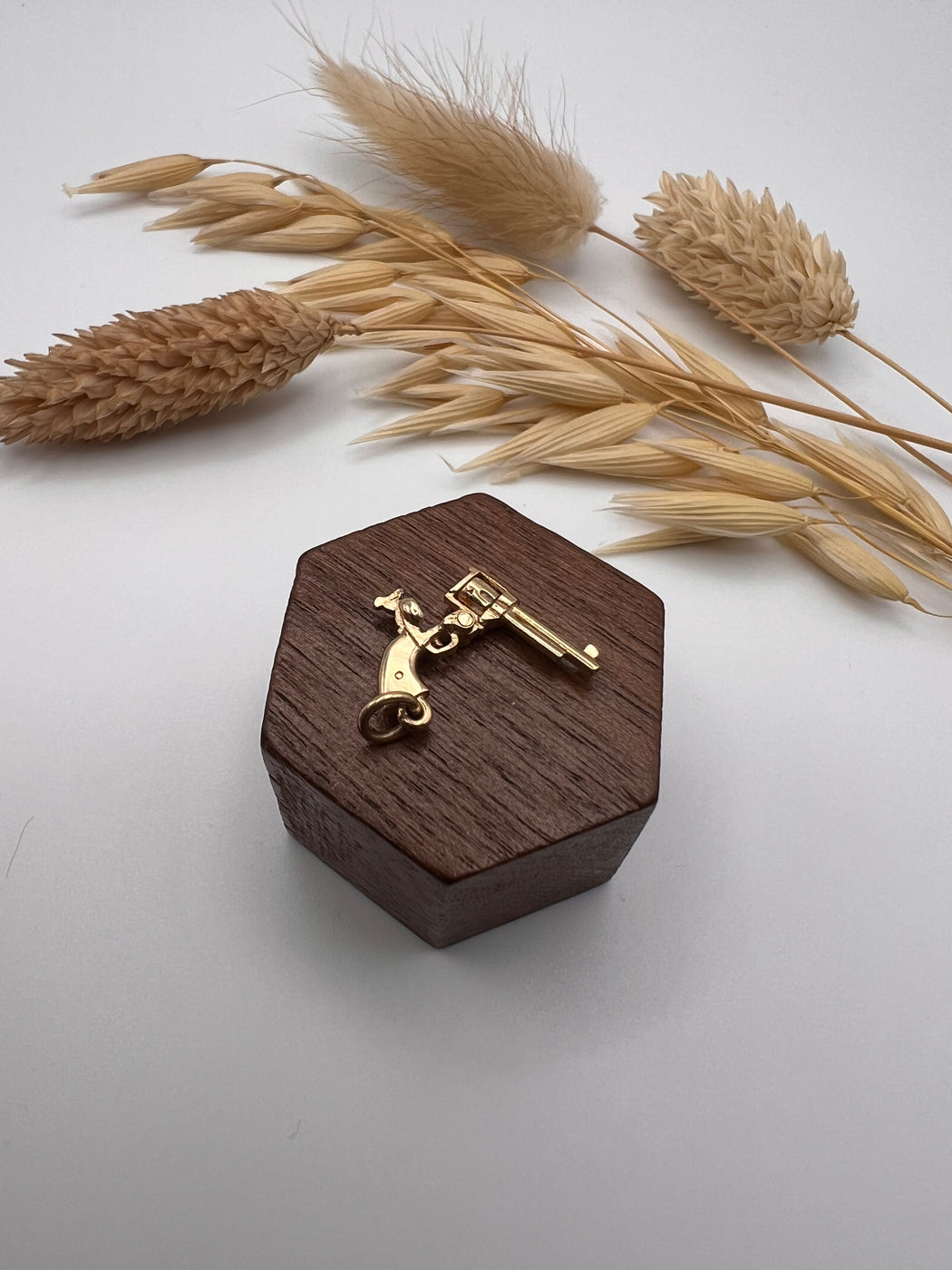 Vintage Articulated Gold Western Revolver Charm