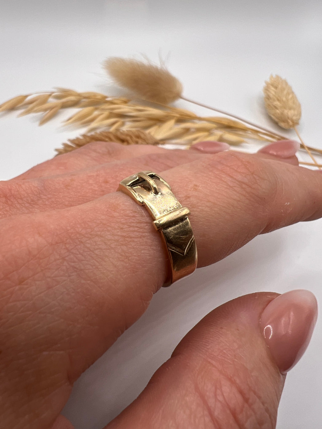 Chunky 9ct Yellow Gold Buckle Ring