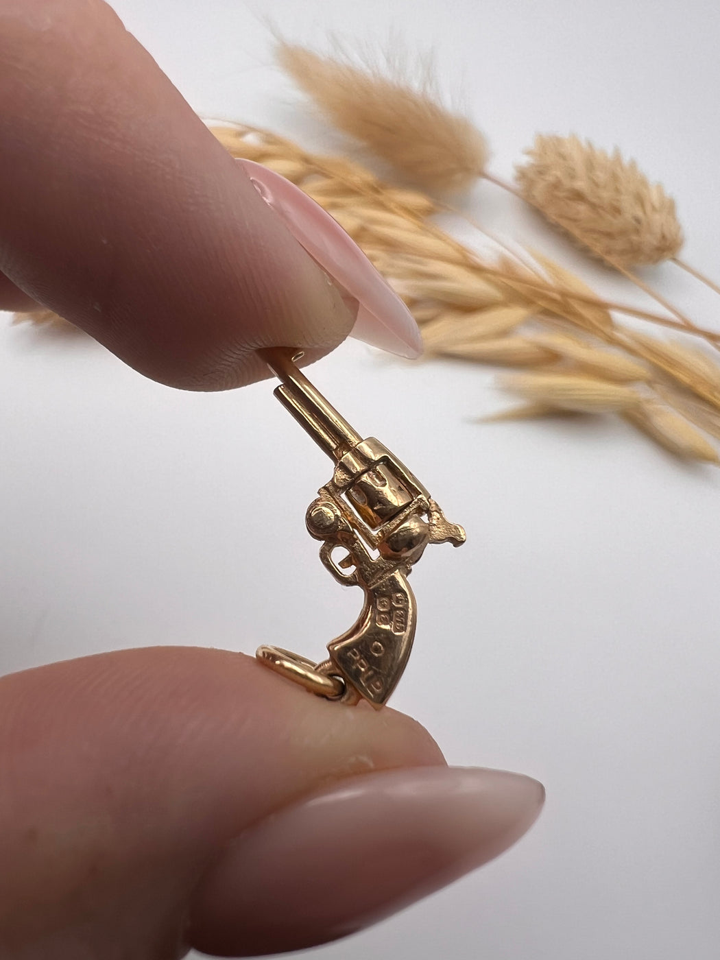 Vintage Articulated Gold Western Revolver Charm